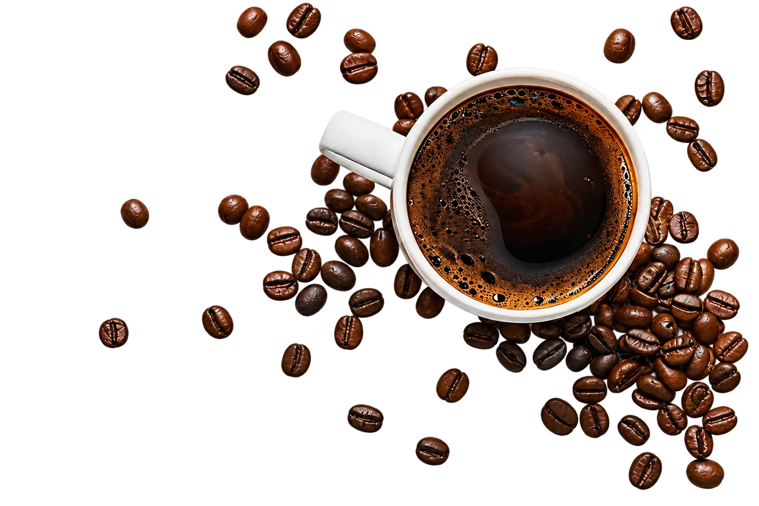 Kaffeetasse mit gerösteten Kaffeebohnen